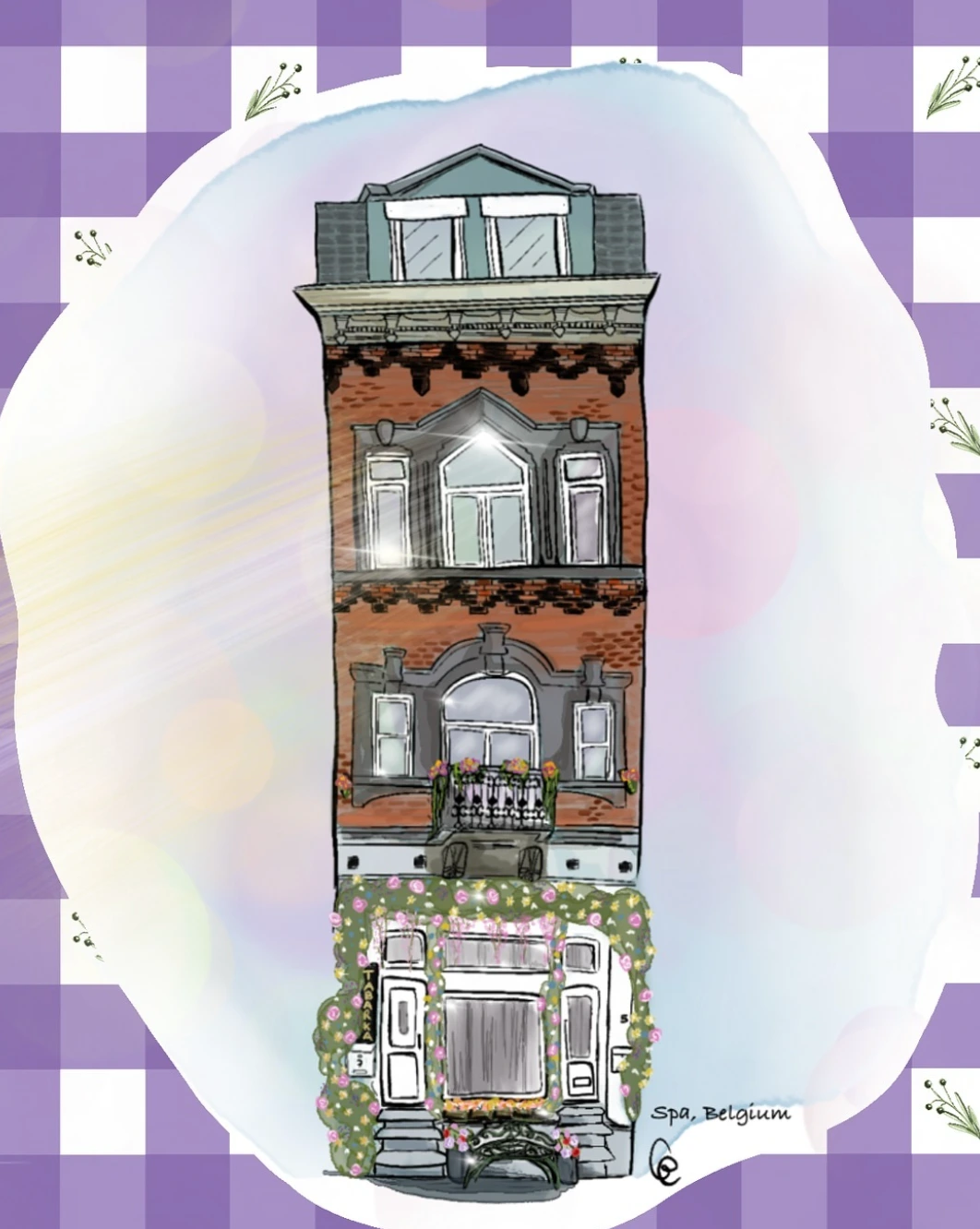 Illustration faite sur procreate : bâtiment caractéristique des Pays-Bas sur plusieurs étages.