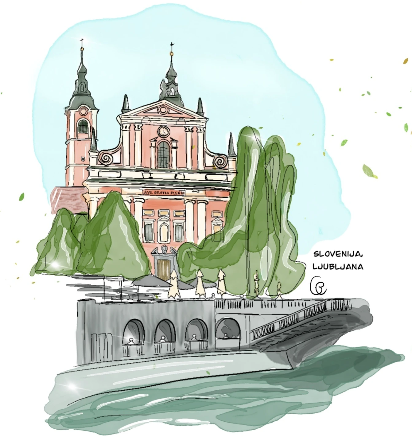 Illustration faite sur procreate : Slovénie.