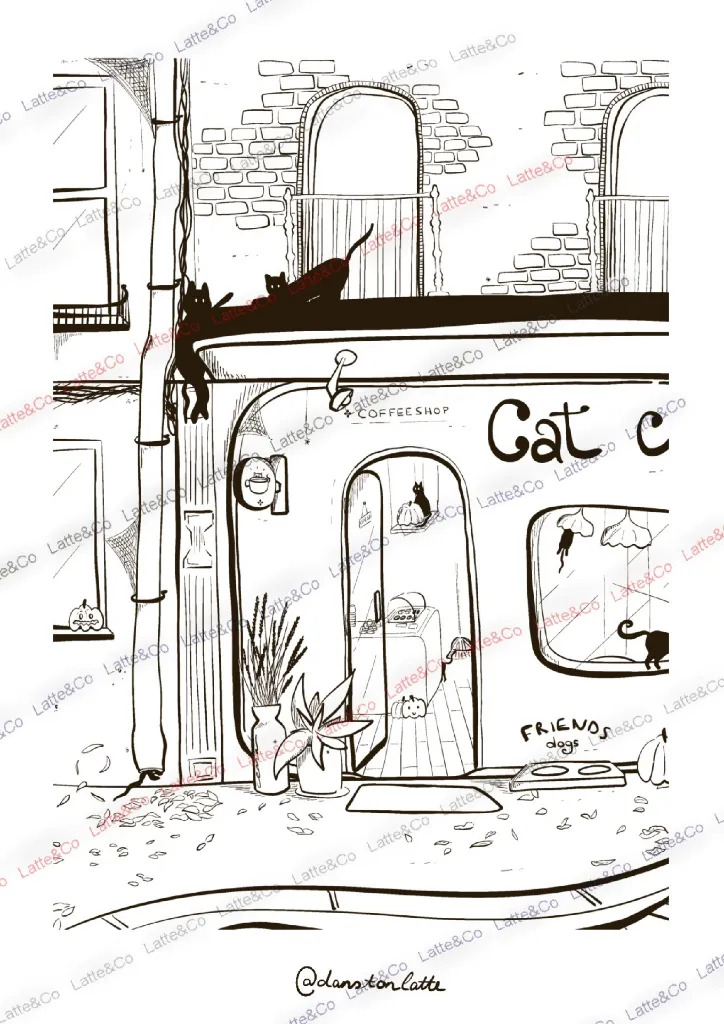 Coloriage - Cat Coffee_filigrane-1.webp